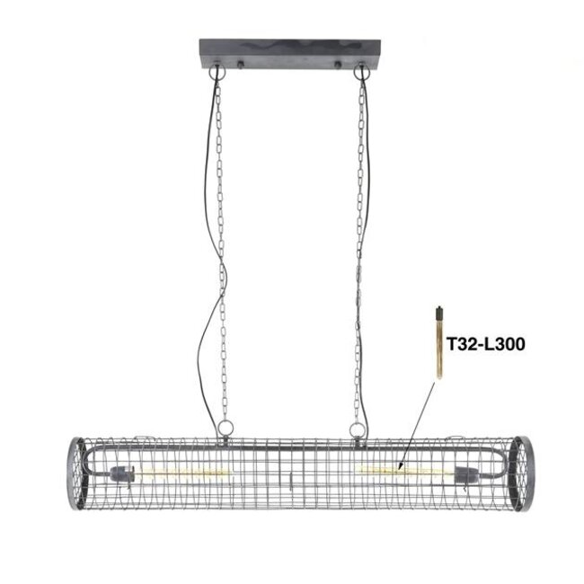 Hanglamp Grijs Metaal Cylinder Wire 2-lichts