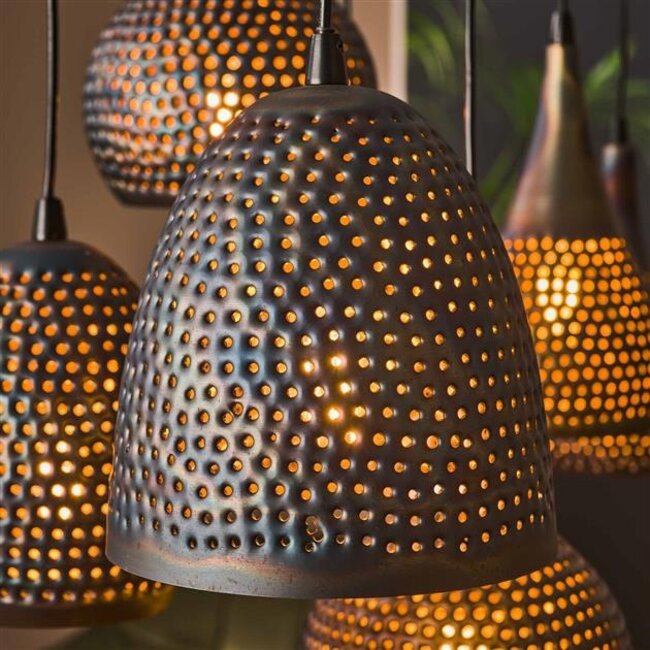 Hanglamp Zwart Bruin Metaal 7-lichts - Punch Mix