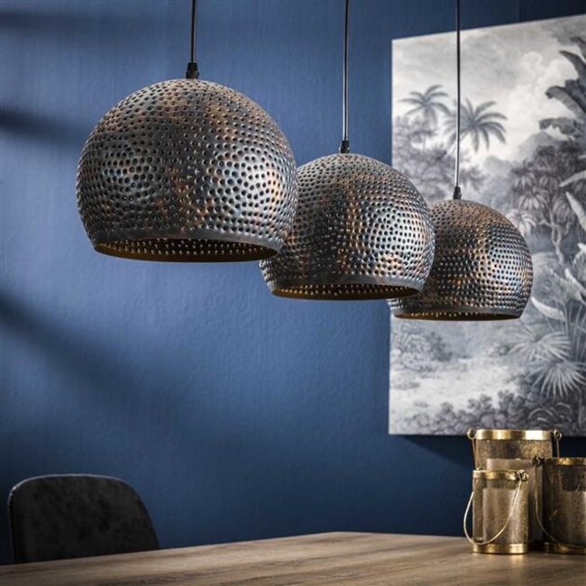 Hanglamp Zwart Bruin Metaal 3 Lichtpunten - Punch Orb