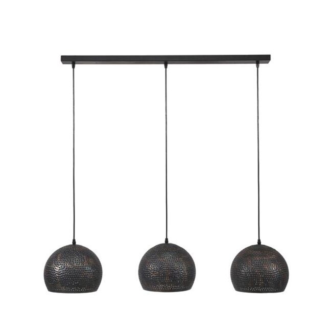 PS-Collection Punch Bol 3L Hanglamp - Ø25 cm - Zwart/Bruin - Metaal