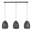 PS-Collection Armor Ovaal 3L Hanglamp - Ø26 cm - Zwart/Bruin - Metaal