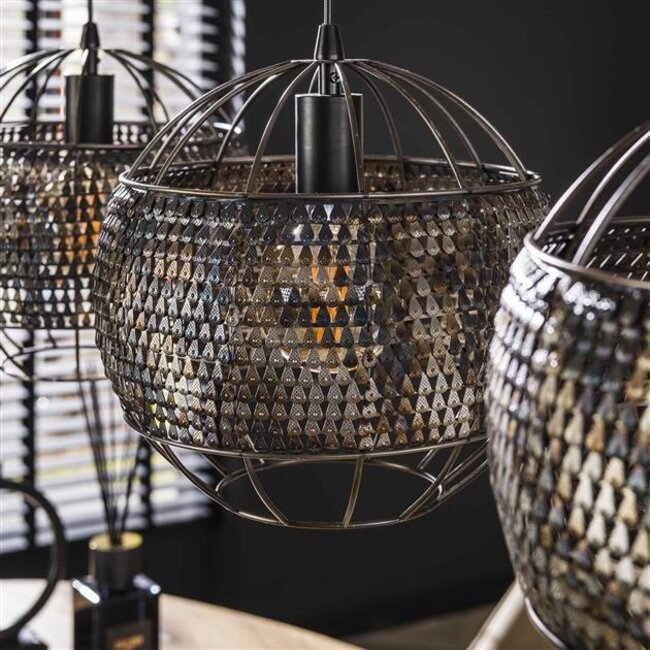 Hanglamp Metaal Zwart Bruin 3-Lichts - Armor Open