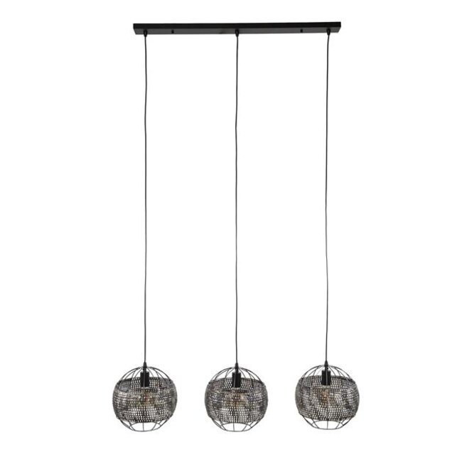 Hanglamp Metaal Zwart Bruin 3-Lichts - Armor Open