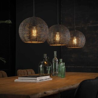 PS-Collection Hanglamp Metaal Zwart Bruin 3 Lichtpunten - Armor
