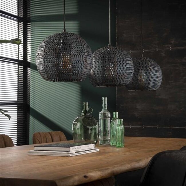 Hanglamp Metaal Zwart Bruin 3 Lichtpunten - Armor