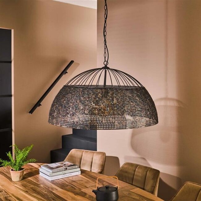 Hanglamp Zwart Bruin Metaal 1-lichts - Armor Ø80cm