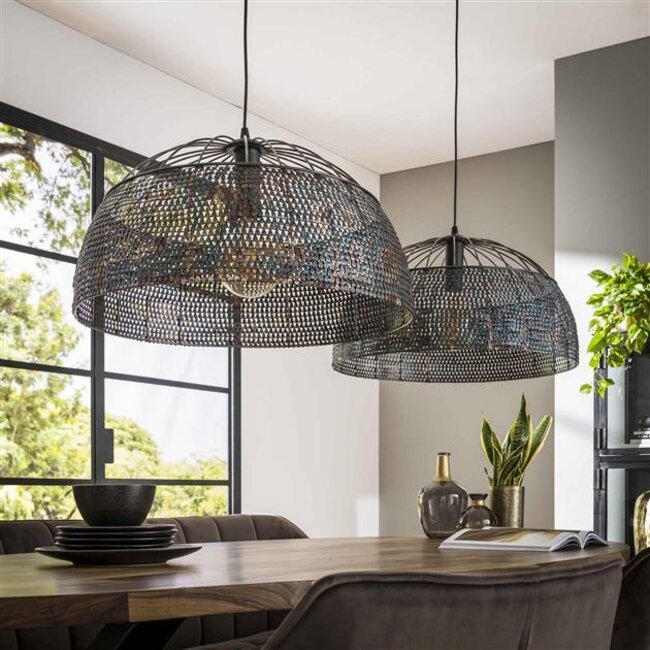Hanglamp Zwart Bruin Metaal - Armor 2-lichts Ø60cm