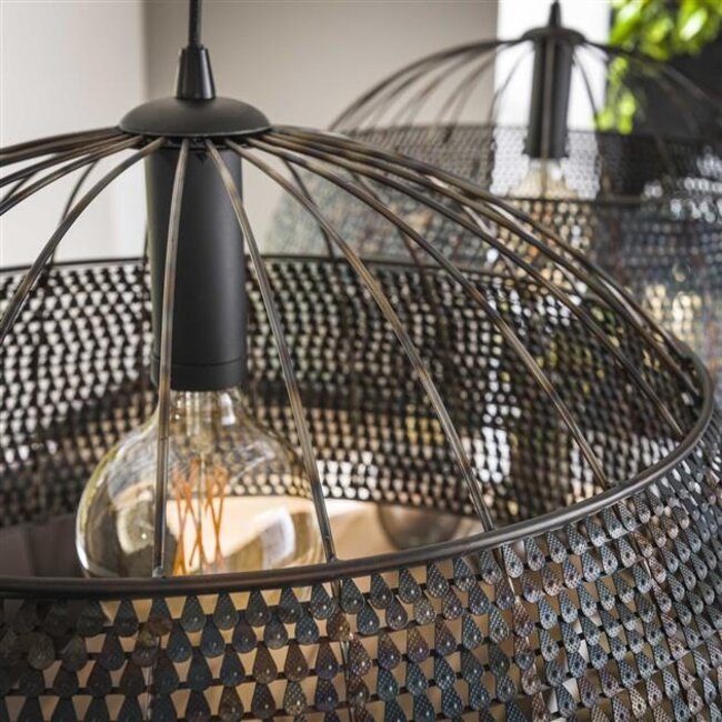 Hanglamp Zwart Bruin Metaal - Armor 2-lichts Ø60cm