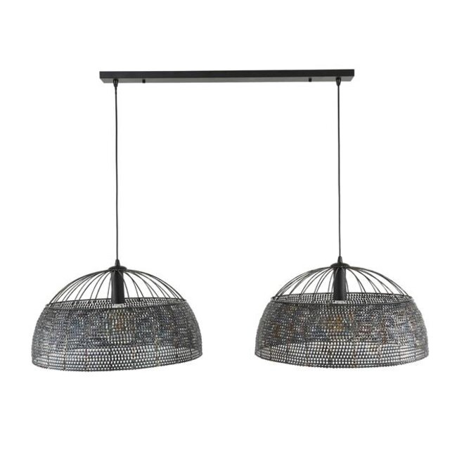 Hanglamp Zwart Bruin Metaal 2-lichts - Armor Ø60cm
