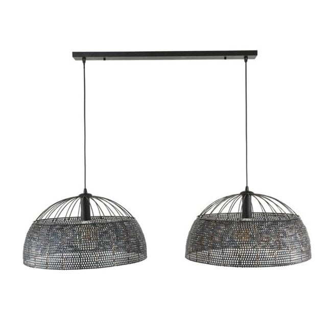Hanglamp Zwart Bruin Metaal - Armor 2-lichts Ø60cm