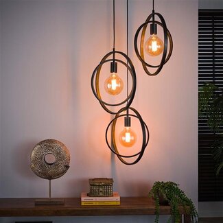 PS-Collection Hanglamp Charcoal Metaal - 3 Lichts Getrapt Turn Around