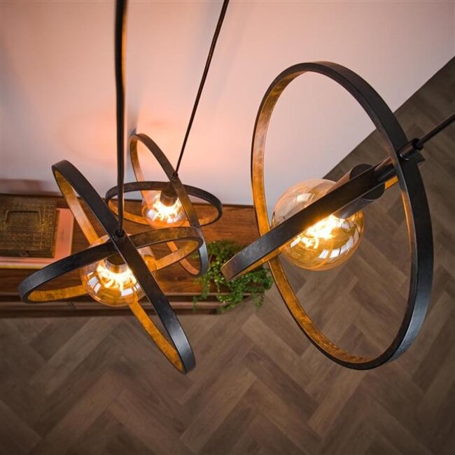 Hanglamp Charcoal Metaal - 3 Lichts Getrapt Turn Around