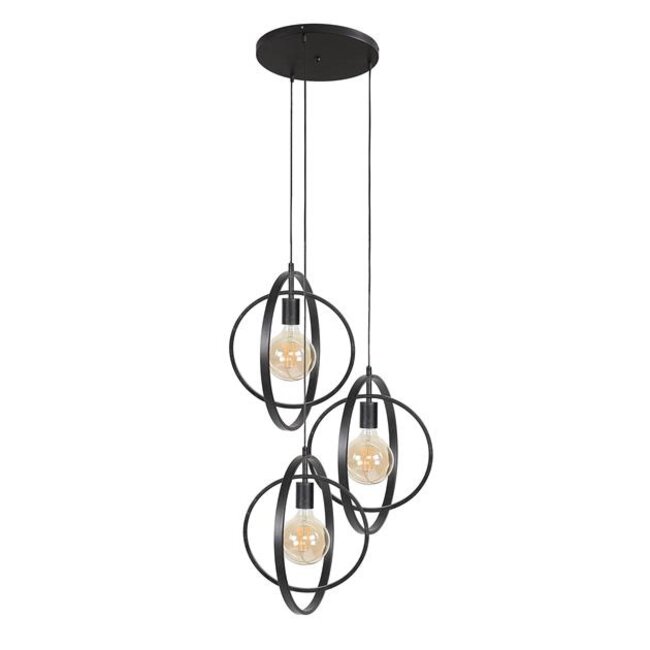 Hanglamp Charcoal Metaal - 3 Lichts Getrapt Turn Around