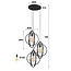 Hanglamp Charcoal Metaal - 3 Lichts Getrapt Turn Around