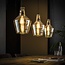 PS-Collection Hanglamp Amber Glas 3 Lichtpunten Oud Zilver - Cone