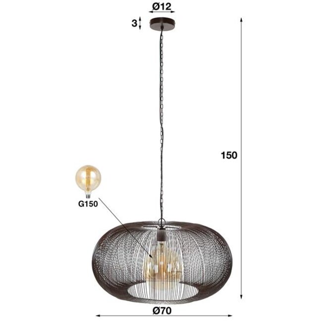 Hanglamp Metaal Zwart Nikkel 1 Lichtpunt - Copper Twist