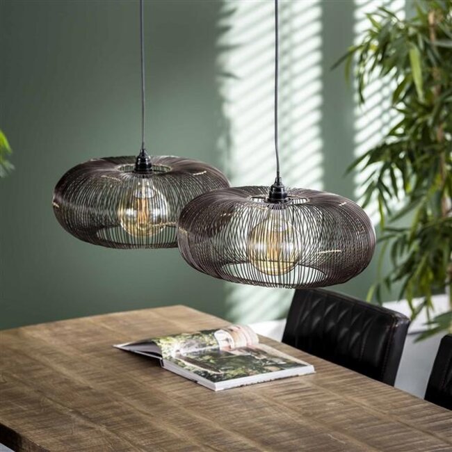 Hanglamp Metaal Zwart Nikkel 2 Lichts - Copper Twist