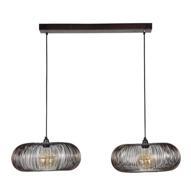 Hanglamp Zwart Nikkel Metaal - 2 Lichts Copper Twist