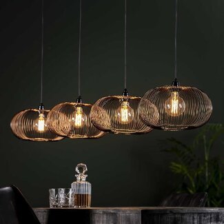 PS-Collection Hanglamp Zwart Nikkel Metaal - 4 Lichts Copper Twist