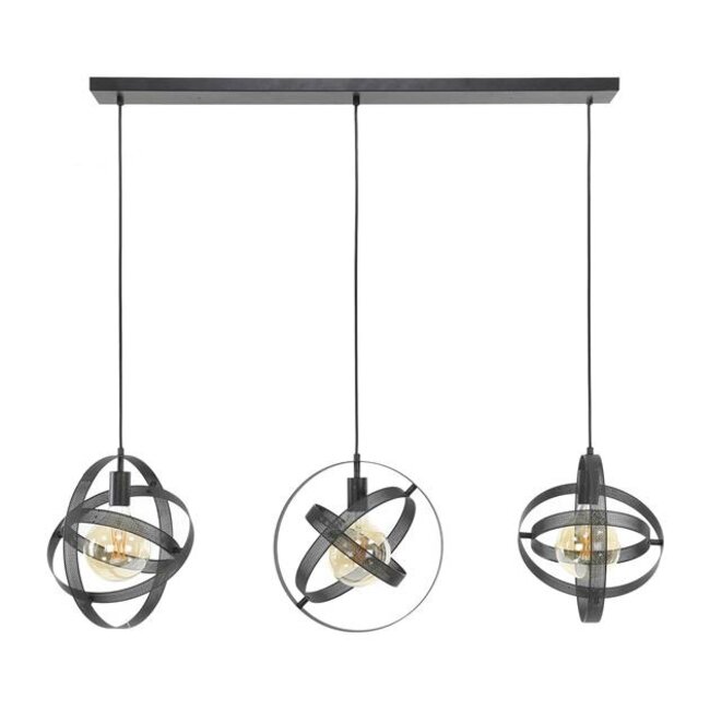 Hanglamp Artic Zwart Metaal 3 Lichtpunten Mesh - Cosmos