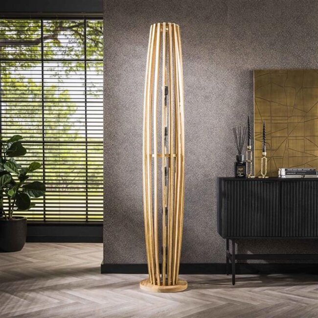 PS-Collection Orbit XL 5L Vloerlamp - 30x30x190cm - Naturel - Mangohout