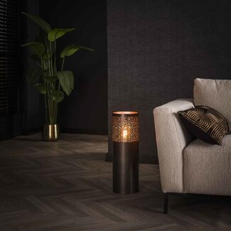 PS-Collection Cilinder Vloerlamp - 20x20x60cm - Zwart Nikkel - Metaal