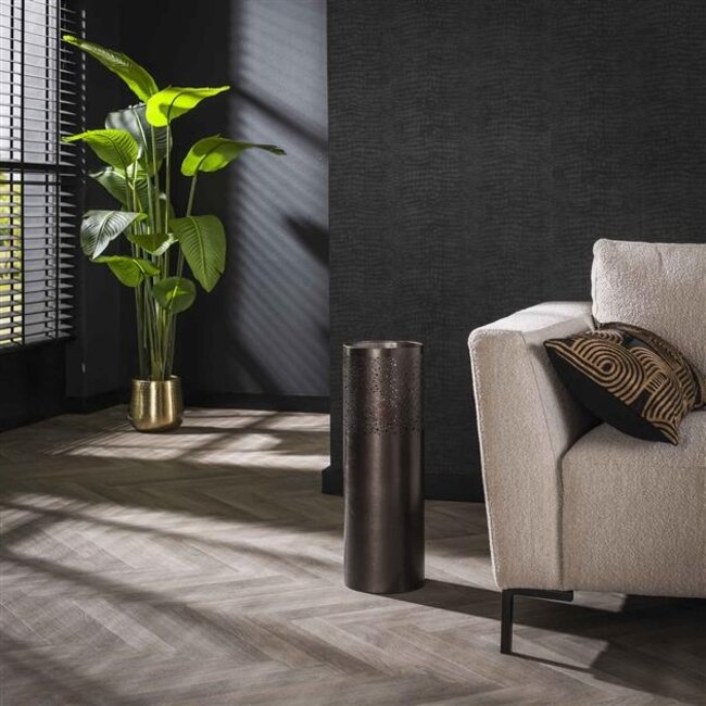 PS-Collection Cilinder Vloerlamp - 20x20x60cm - Zwart Nikkel - Metaal