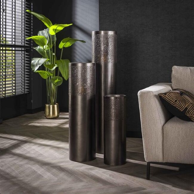 Vloerlamp Zwart Nikkel Metaal - Cylinder Glow 1 Lichts