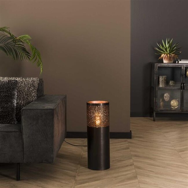 Vloerlamp Zwart Nikkel Metaal - Cylinder Glow 1 Lichts