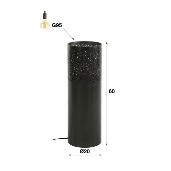 Vloerlamp Zwart Nikkel 1 Lichtpunt - Cylinder Glow