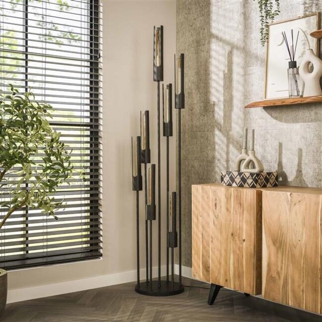 Vloerlamp Artic Zwart Metaal 7 Lichtpunten - Tube