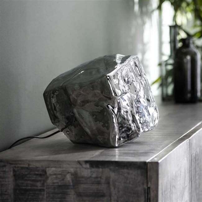Tafellamp Glas Chroom - Rock 1 Lichtpunt