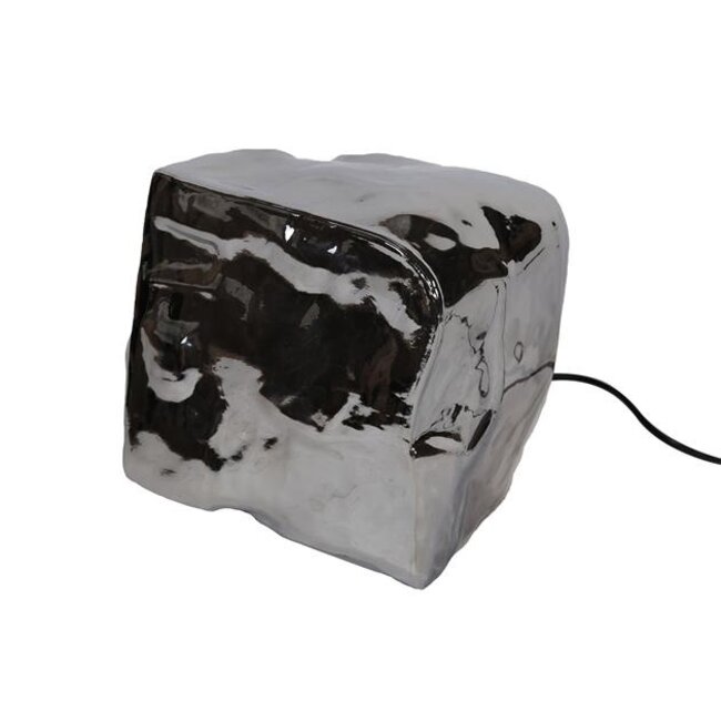 PS-Collection Rock Chromed Tafellamp - 28x28x28cm - Glas