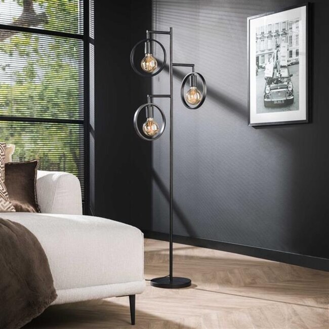 Vloerlamp Charcoal Metaal Ring 3-lichts