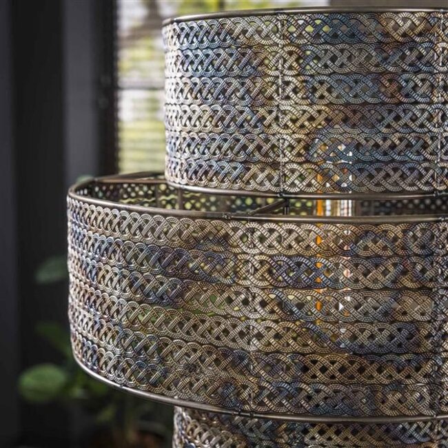 Lantern 1L Vloerlamp - 35x35x165cm - Zwart/Bruin - Metaal