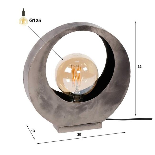 Tafellamp Oud Zilver Metaal 1 Lichtpunt - Full Moon