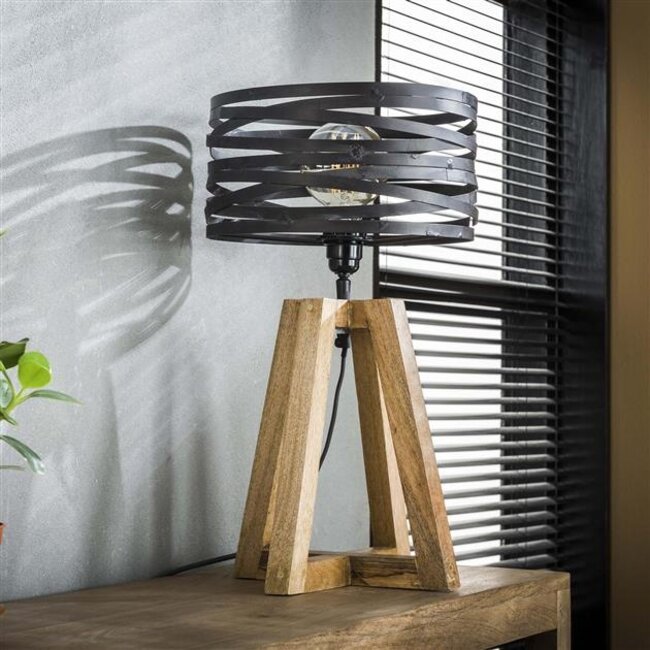 Tafellamp Hout Metaal Slate Grey 1 Lichtpunt - Twist