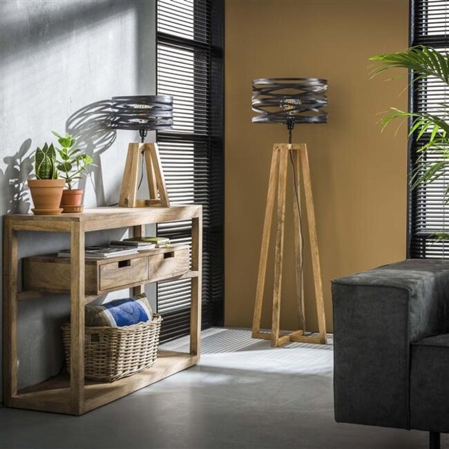 Tafellamp Hout Metaal Slate Grey 1 Lichtpunt - Twist
