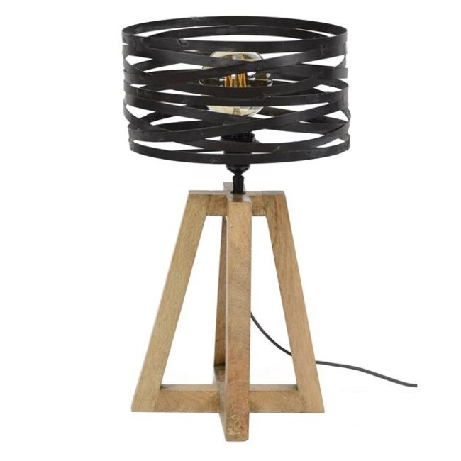 Tafellamp Hout Metaal Slate Grey 1 Lichtpunt - Twist