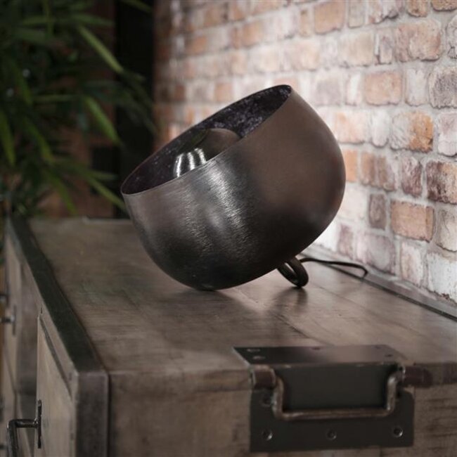 Tafellamp Zwart Nikkel Metaal Basket Ø28cm