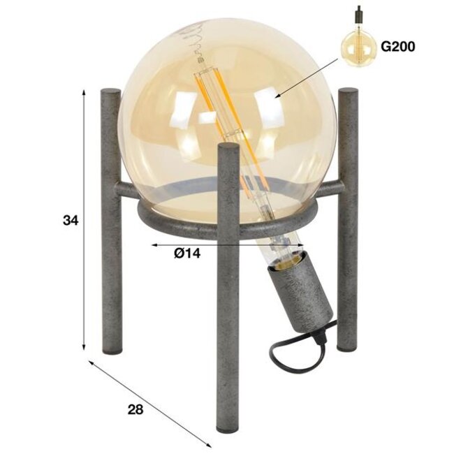 Tafellamp Oud Zilver Metaal 1 Lichtpunt - Saturn