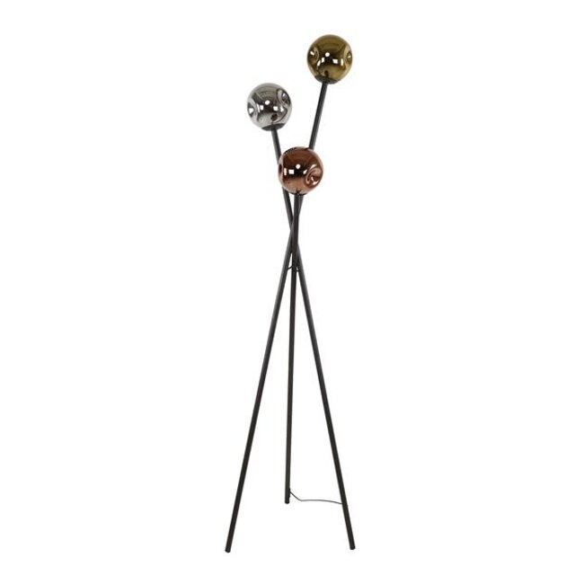 Vloerlamp Zwart Frame Met Goud Koper Chroom Glas
