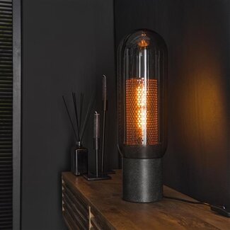 PS-Collection Smoke Tafellamp - 15x15x50cm - Artic Zwart - Glas/Metaal