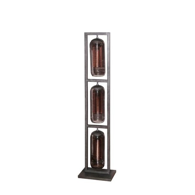 PS-Collection Tower 3L Vloerlamp - 32x23x158cm - Artic Zwart - Metaal/Glas