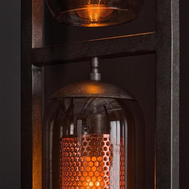 Vloerlamp Zwart Metaal Smoke Glas Tower 4-lichts