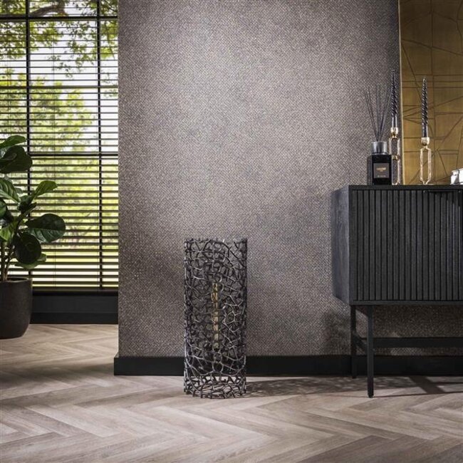 PS-Collection Weaver Cylinder Vloerlamp - Ø25x61cm - Zwart Nikkel - Metaal