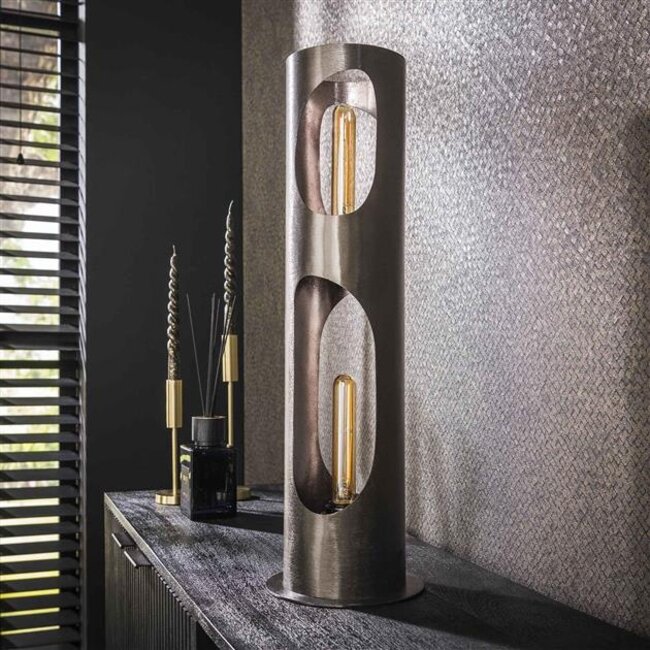 PS-Collection Organic Cylinder Vloerlamp - Ø20x71cm - Zwart Nikkel - Metaal