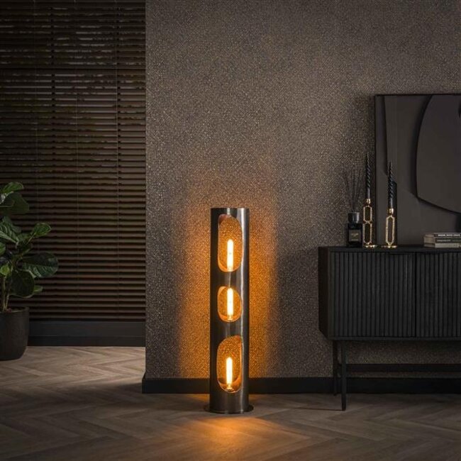 PS-Collection Organic Cylinder L Vloerlamp - Ø25x111cm - Zwart Nikkel - Metaal