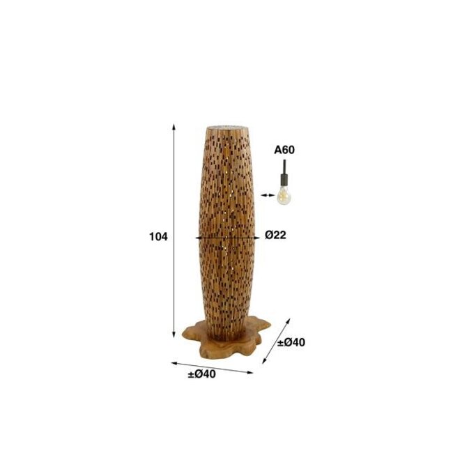 Vloerlamp Massief Teakhout 2 Lichtpunten - Bars S