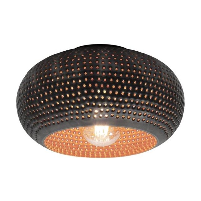 Plafondlamp Zwart Bruin Metaal 1 Lichtpunt - Punch